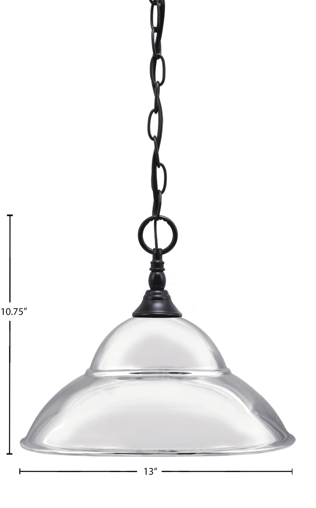 Chain One Light Mini Pendant in Matte Black with Chrome Double Bubble Metal Shade Shade