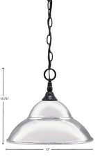 Chain One Light Mini Pendant in Matte Black with Chrome Double Bubble Metal Shade Shade