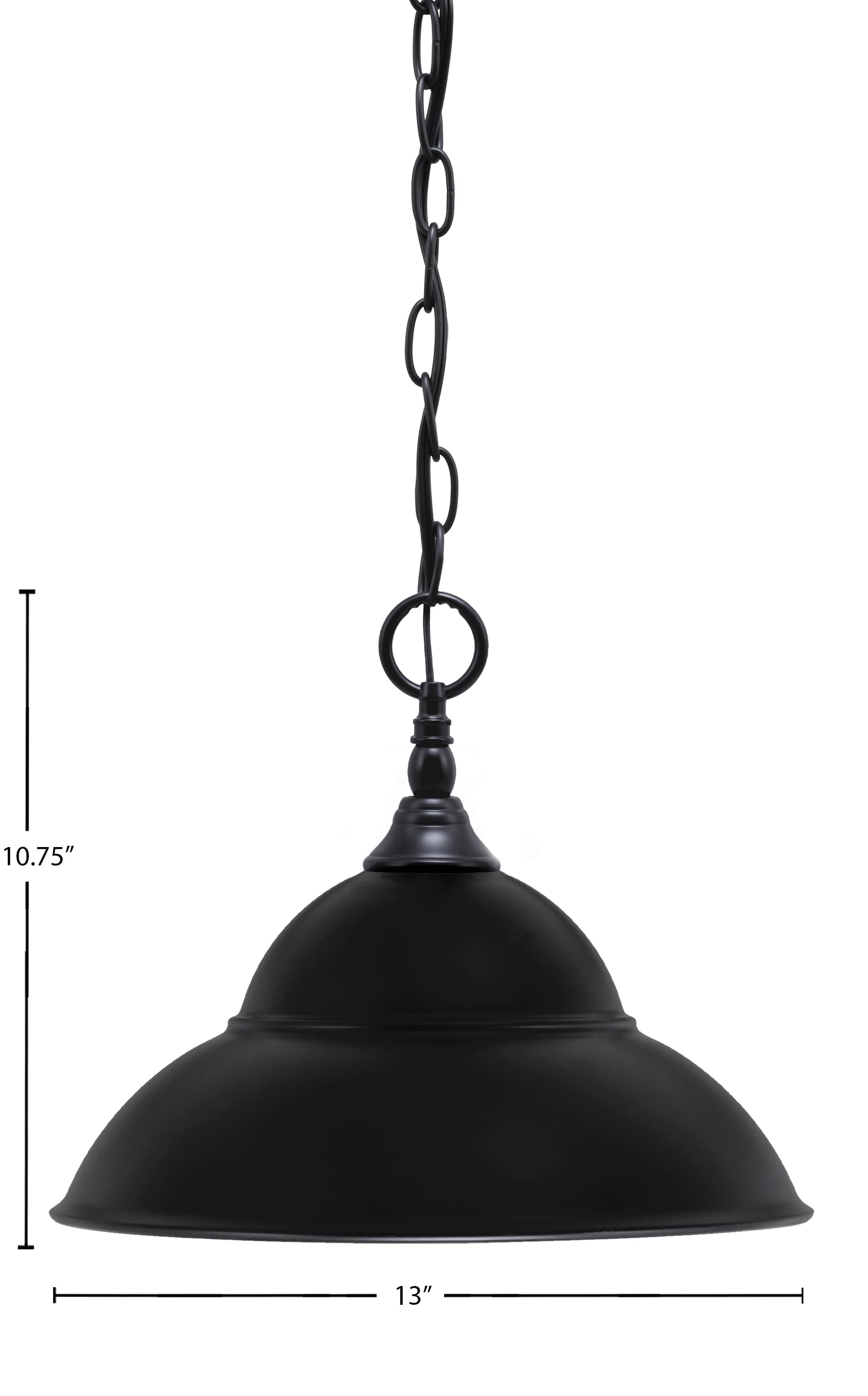 Chain One Light Mini Pendant in Matte Black with Matte Black Double Bubble Metal Shade Shade