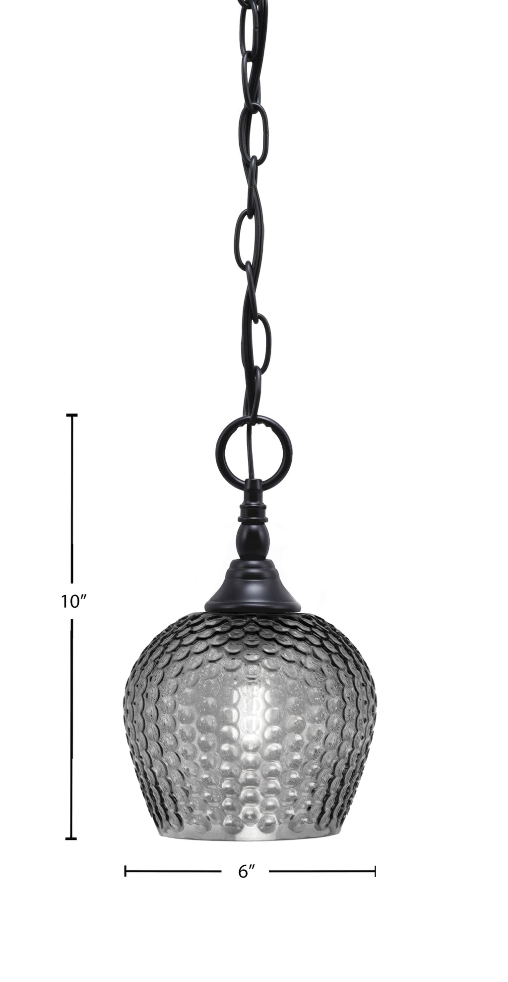 Chain One Light Mini Pendant in Matte Black with Smoke Textured Shade