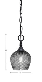 Chain One Light Mini Pendant in Matte Black with Smoke Textured Shade