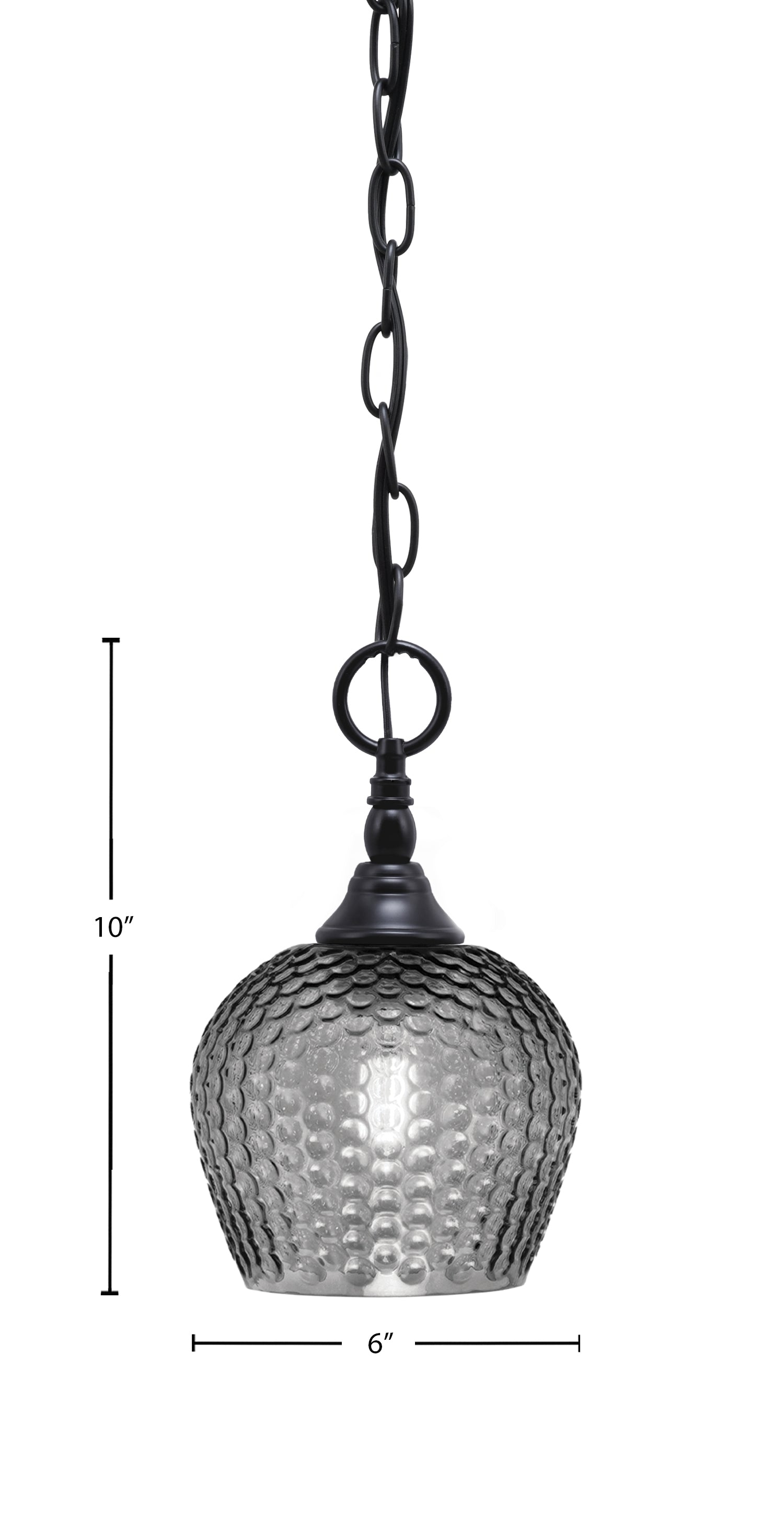 Chain One Light Mini Pendant in Matte Black with Smoke Textured Shade