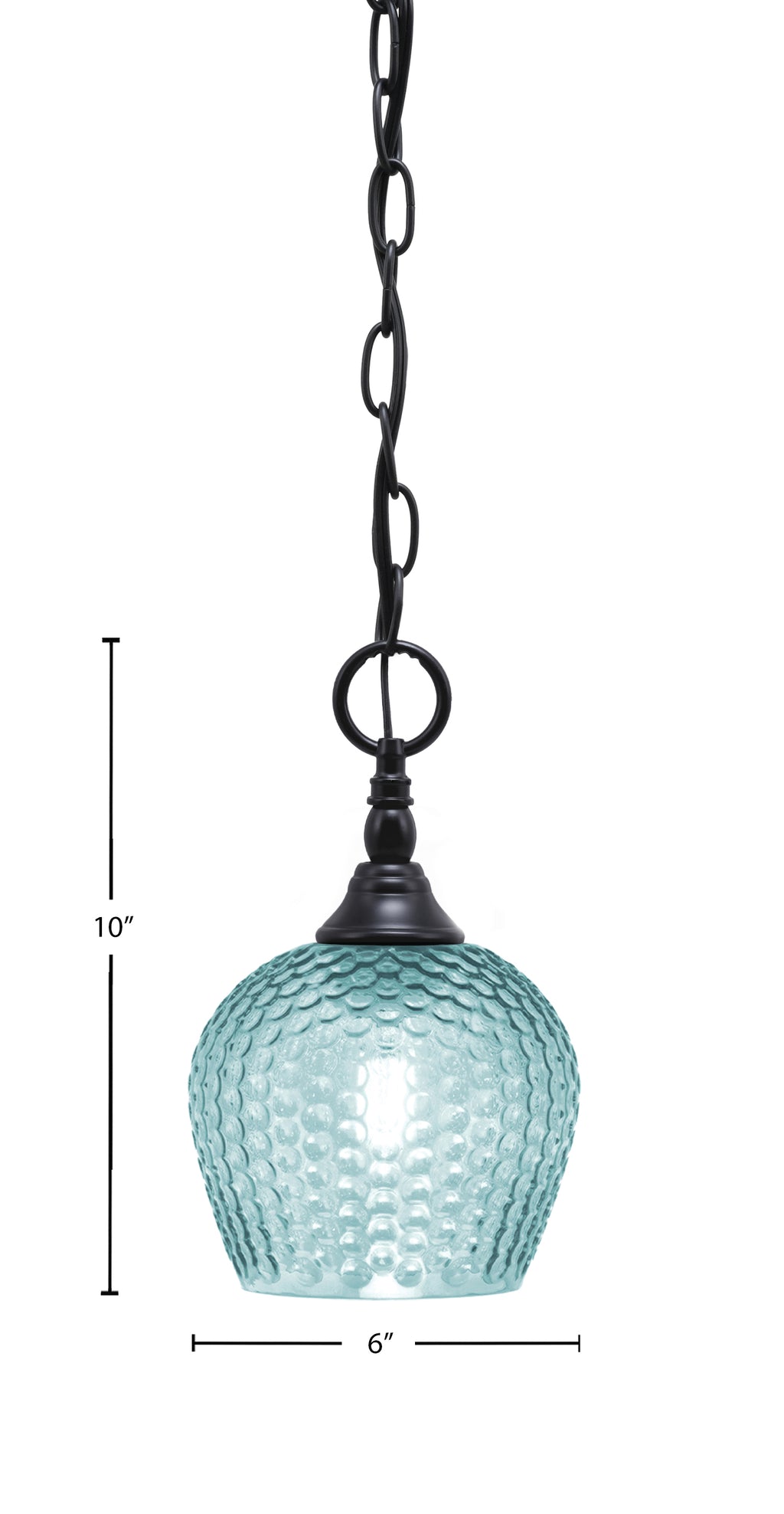 Chain One Light Mini Pendant in Matte Black with Turquoise Textured Shade