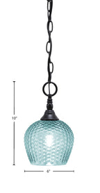 Chain One Light Mini Pendant in Matte Black with Turquoise Textured Shade