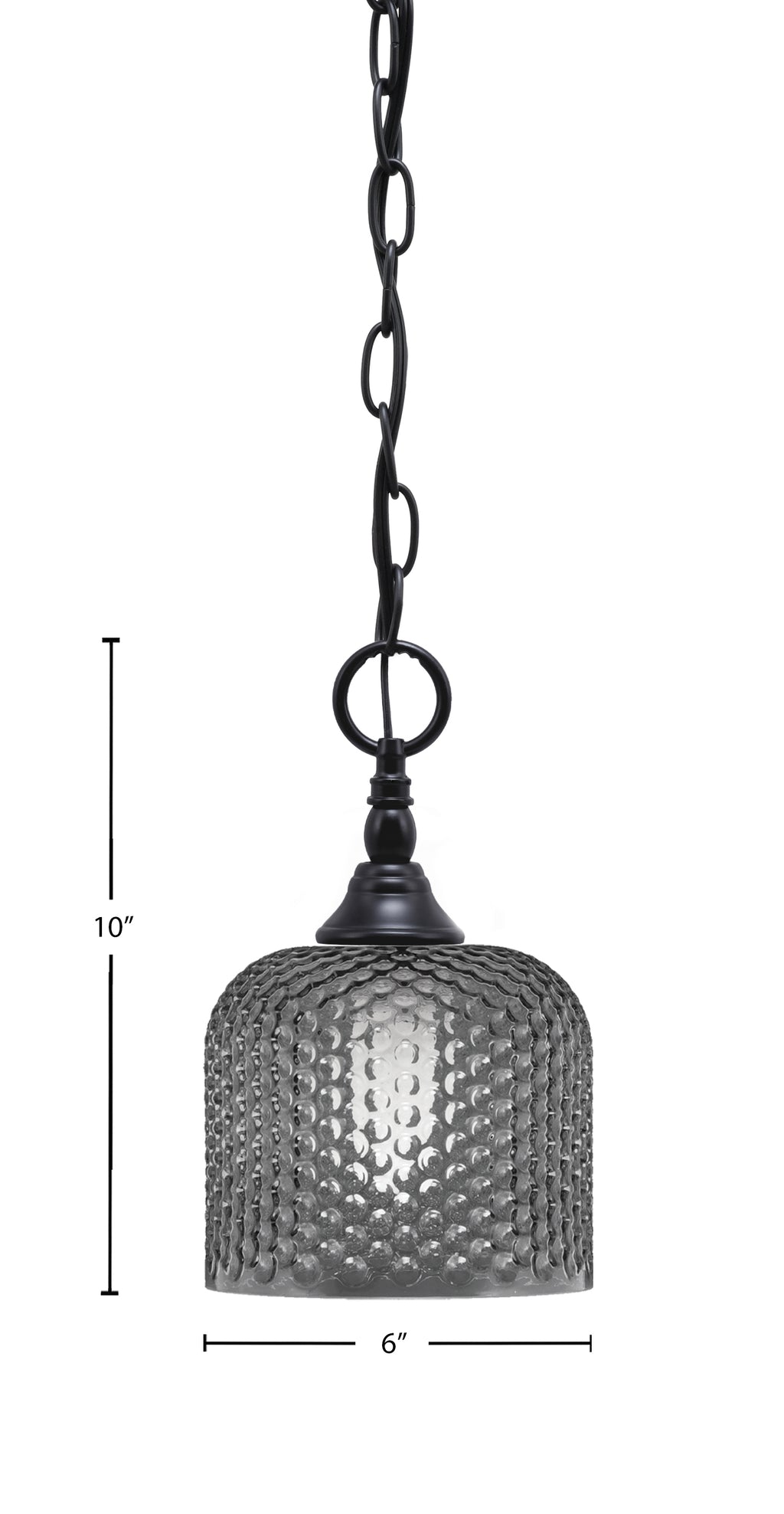 Chain One Light Mini Pendant in Matte Black with Smoke Textured Shade