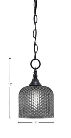Chain One Light Mini Pendant in Matte Black with Smoke Textured Shade