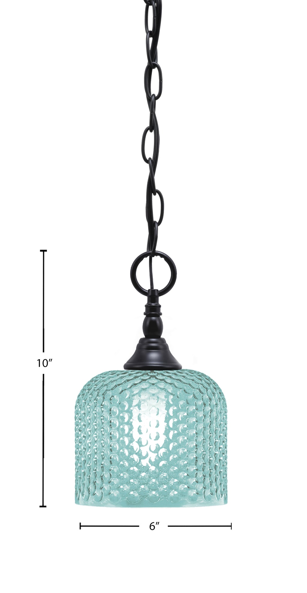 Chain One Light Mini Pendant in Matte Black with Turquoise Textured Shade