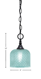 Chain One Light Mini Pendant in Matte Black with Turquoise Textured Shade