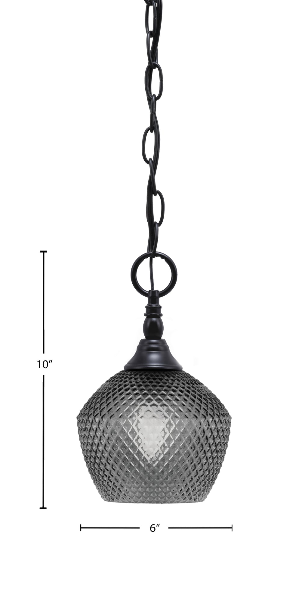 Chain One Light Mini Pendant in Matte Black with Smoke Textured Shade