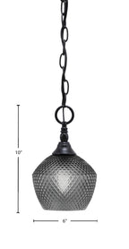Chain One Light Mini Pendant in Matte Black with Smoke Textured Shade