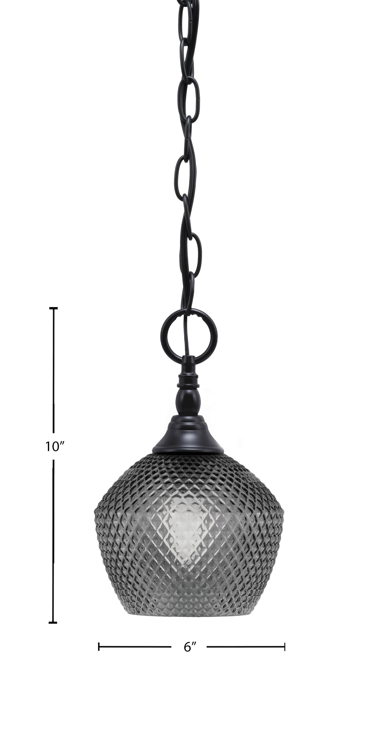 Chain One Light Mini Pendant in Matte Black with Smoke Textured Shade