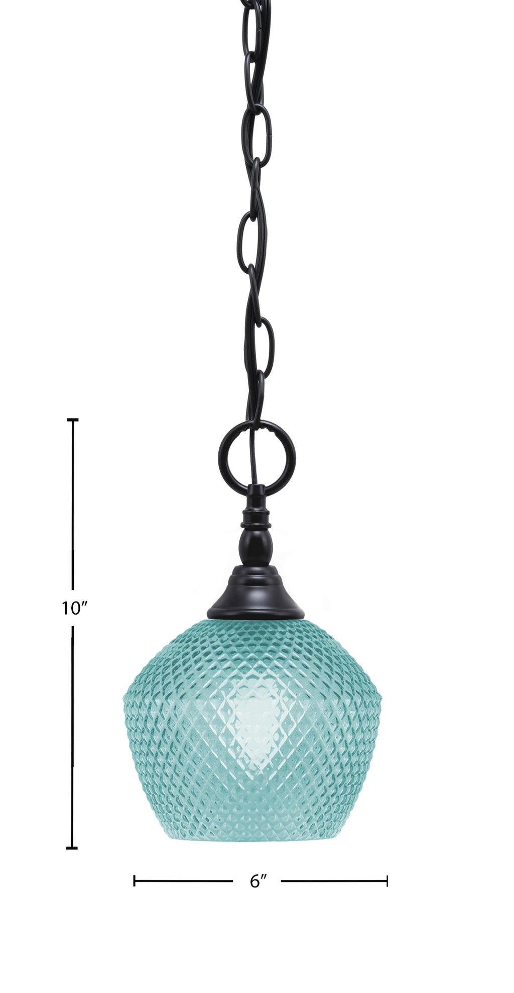 Chain One Light Mini Pendant in Matte Black with Turquoise Textured Shade