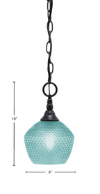 Chain One Light Mini Pendant in Matte Black with Turquoise Textured Shade