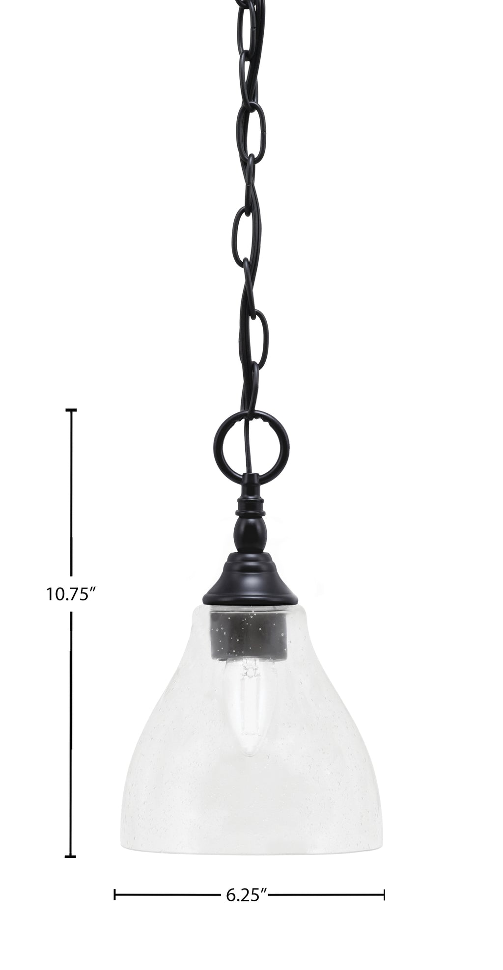 Chain One Light Mini Pendant in Matte Black with Clear Bubble Shade