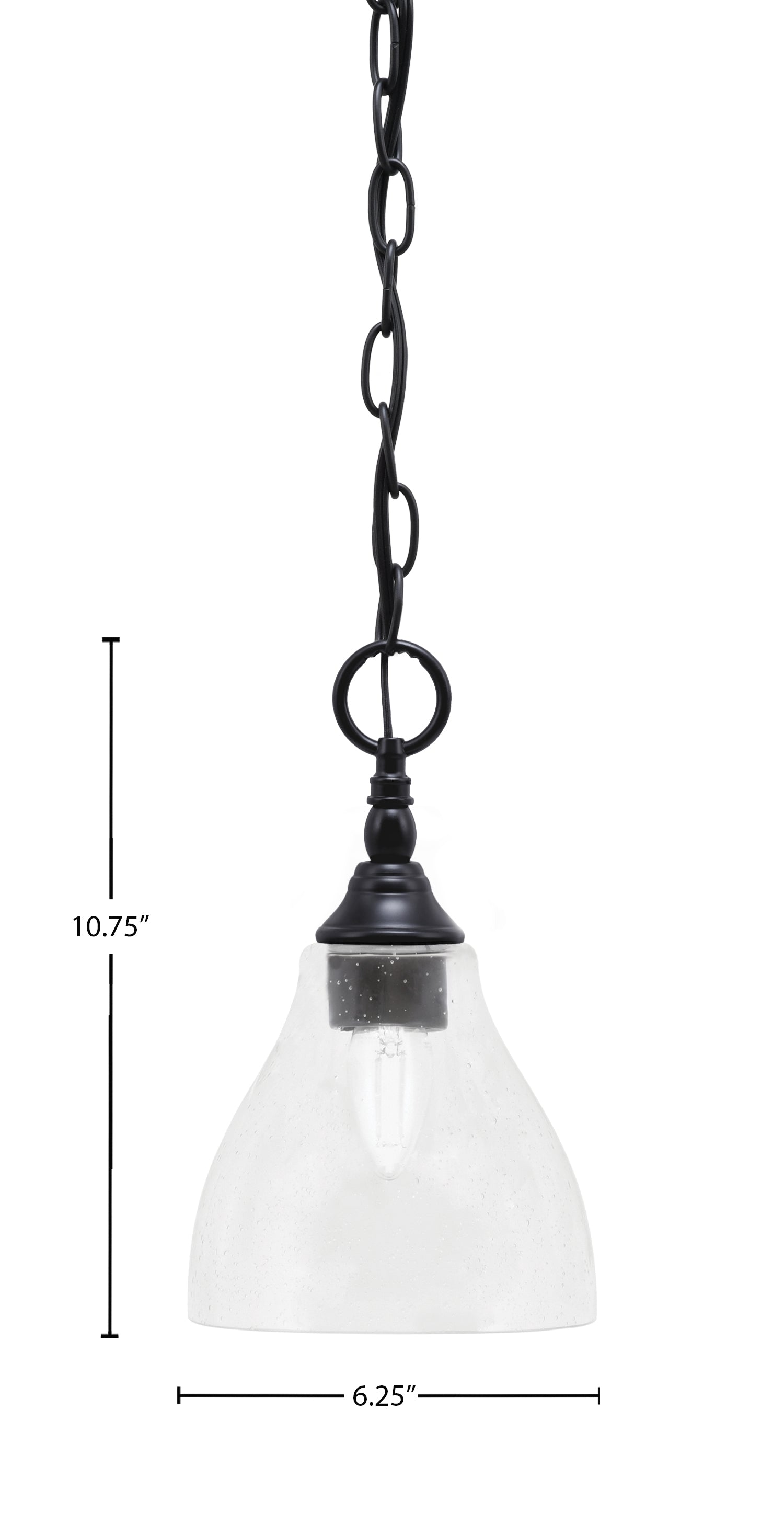 Chain One Light Mini Pendant in Matte Black with Clear Bubble Shade