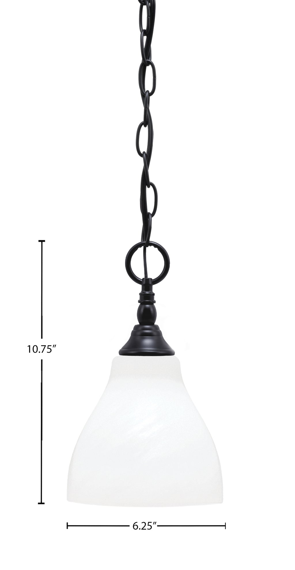 Chain One Light Mini Pendant in Matte Black with White Marble Shade