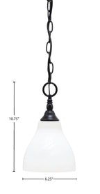 Chain One Light Mini Pendant in Matte Black with White Marble Shade