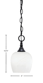 Chain One Light Mini Pendant in Matte Black with White Marble Shade