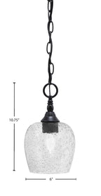 Chain One Light Mini Pendant in Matte Black with Smoke Bubble Shade