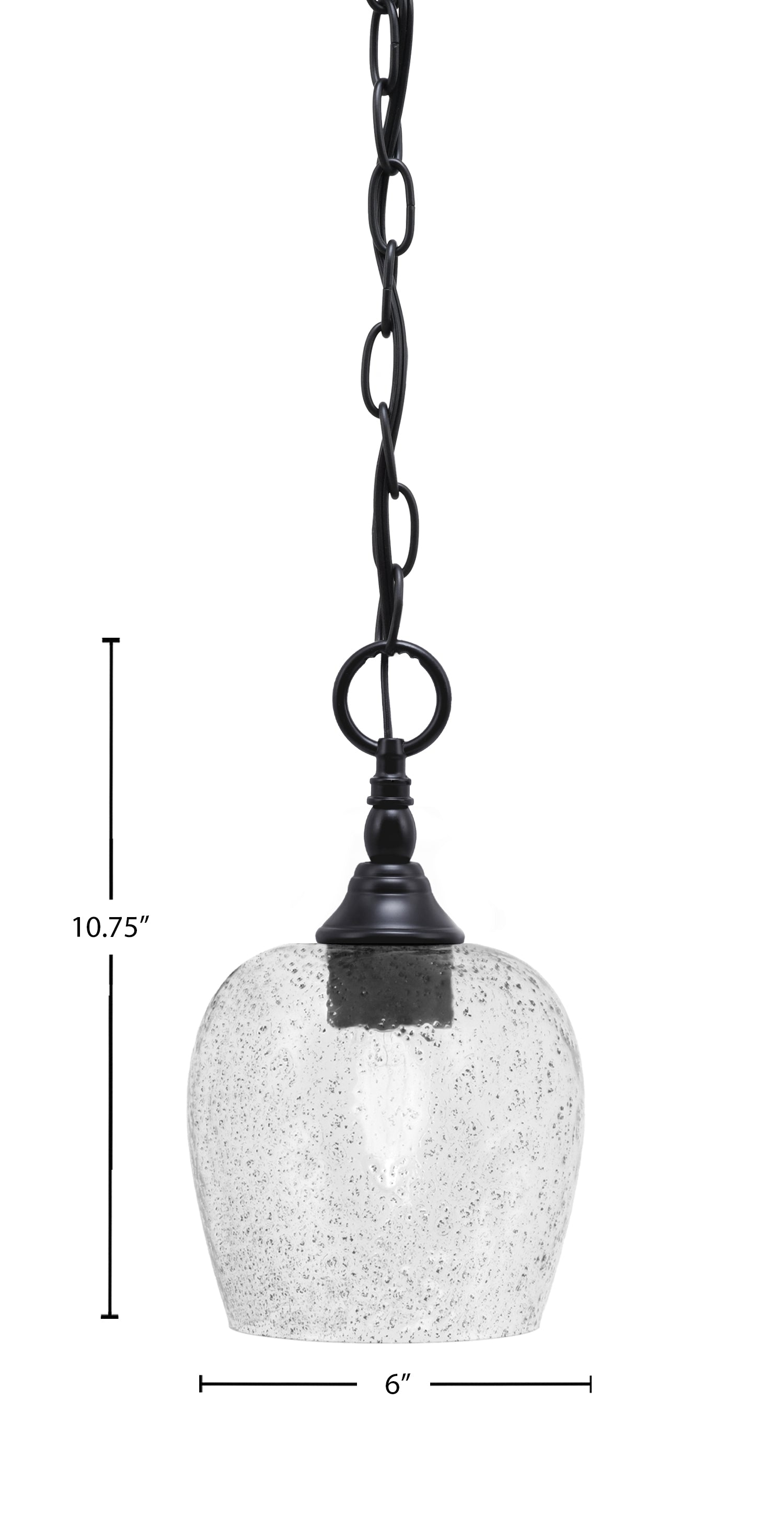 Chain One Light Mini Pendant in Matte Black with Smoke Bubble Shade