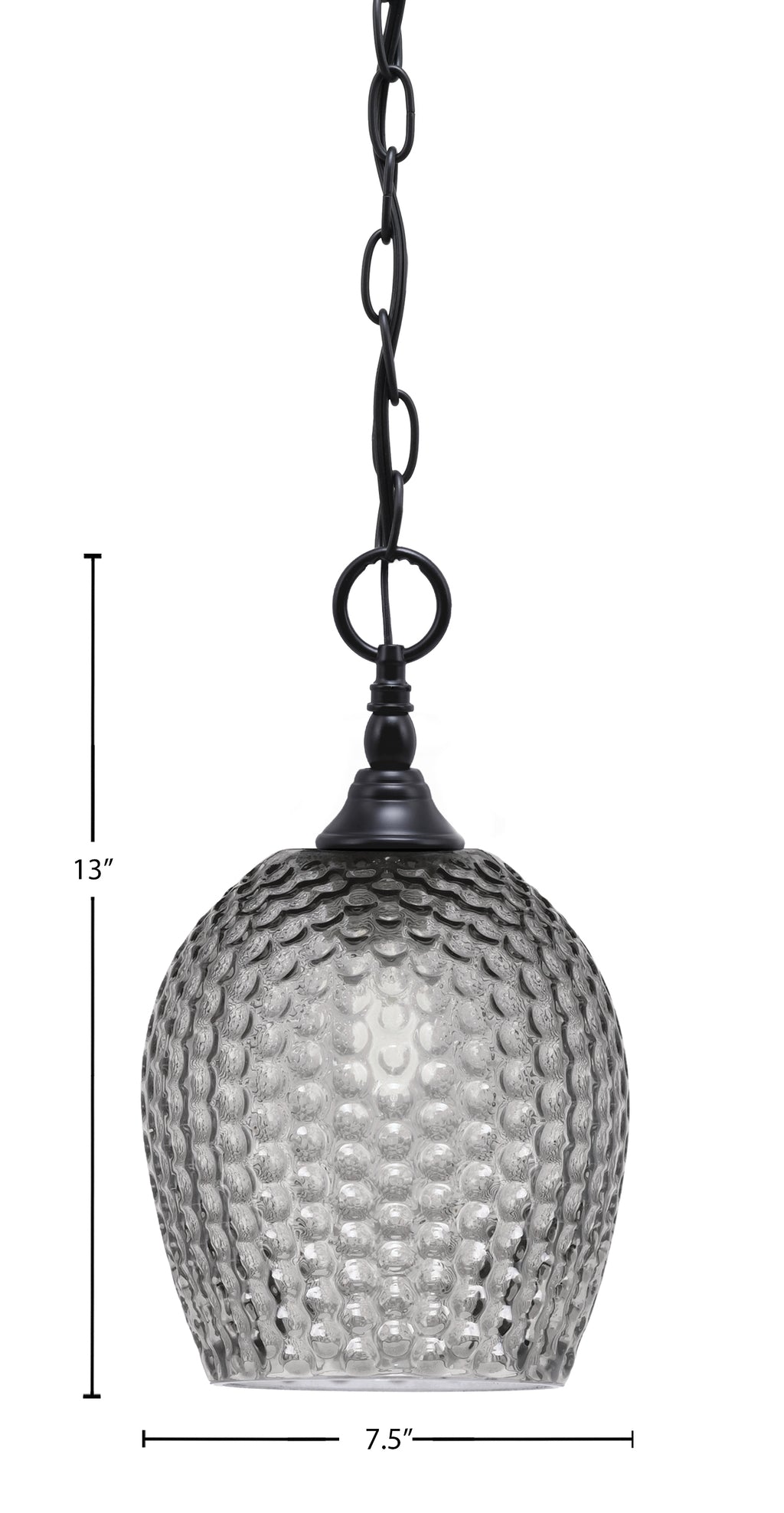 Chain One Light Mini Pendant in Matte Black with Smoke Textured Shade