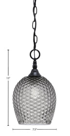 Chain One Light Mini Pendant in Matte Black with Smoke Textured Shade