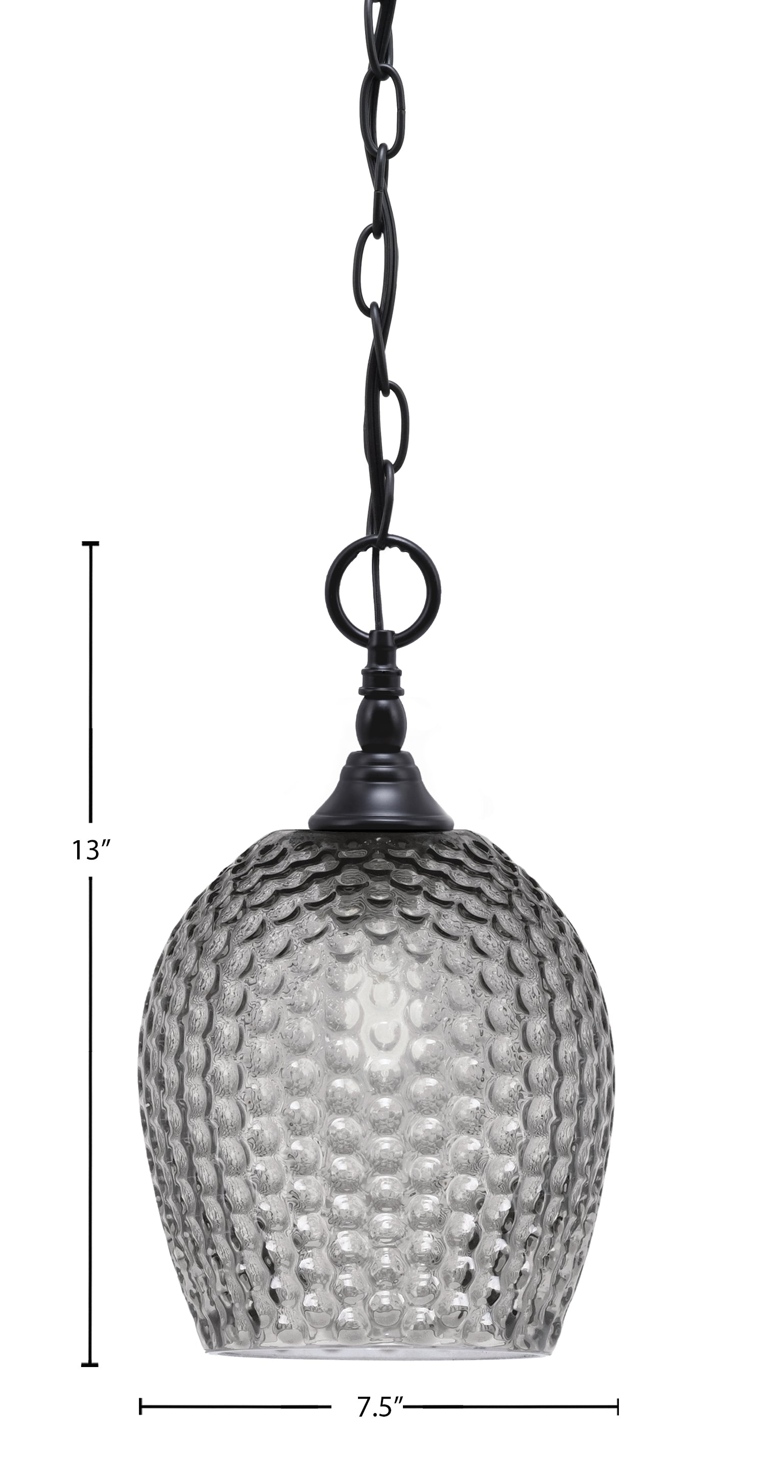 Chain One Light Mini Pendant in Matte Black with Smoke Textured Shade