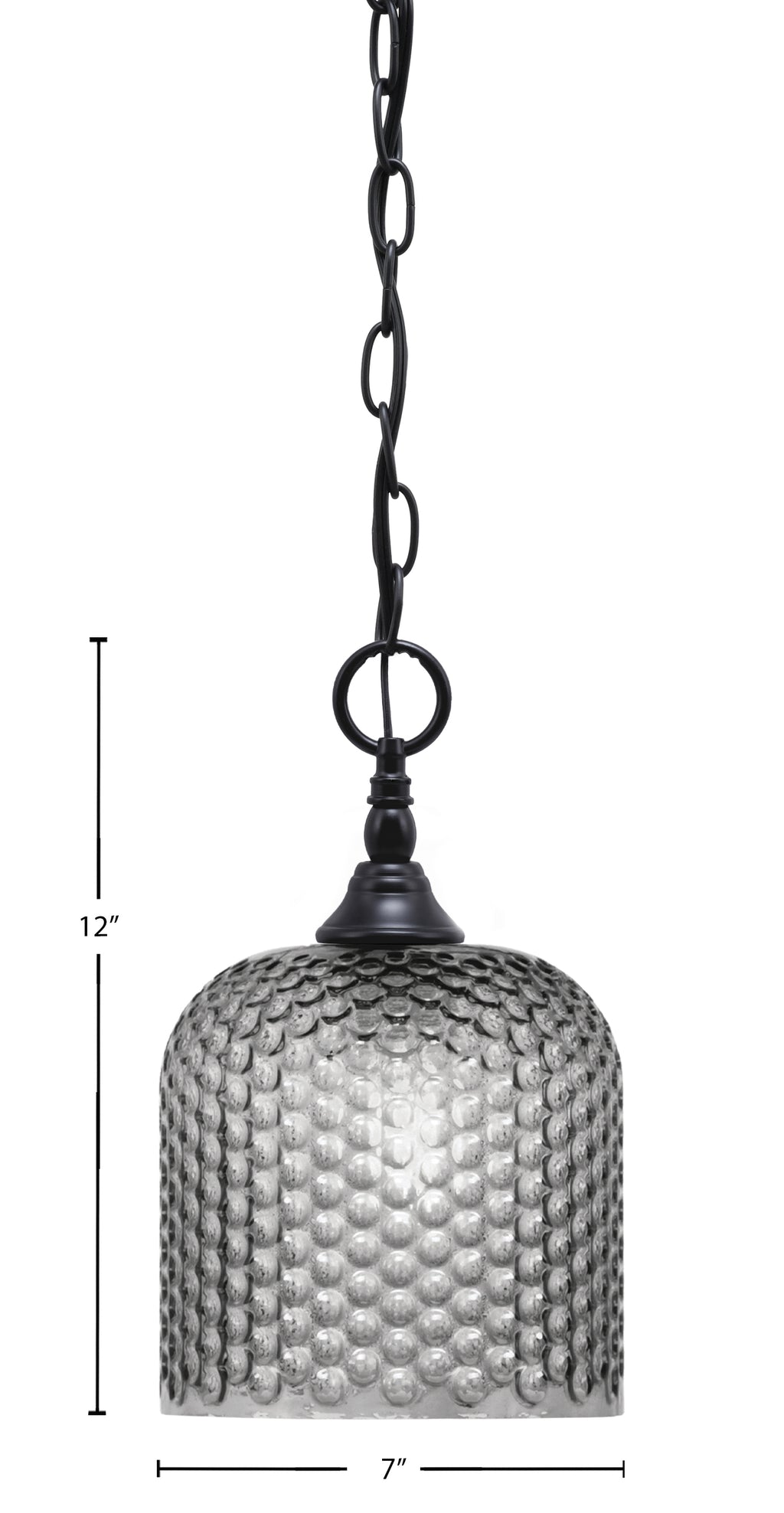 Chain One Light Mini Pendant in Matte Black with Smoke Textured Shade