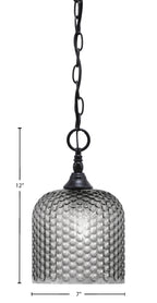 Chain One Light Mini Pendant in Matte Black with Smoke Textured Shade