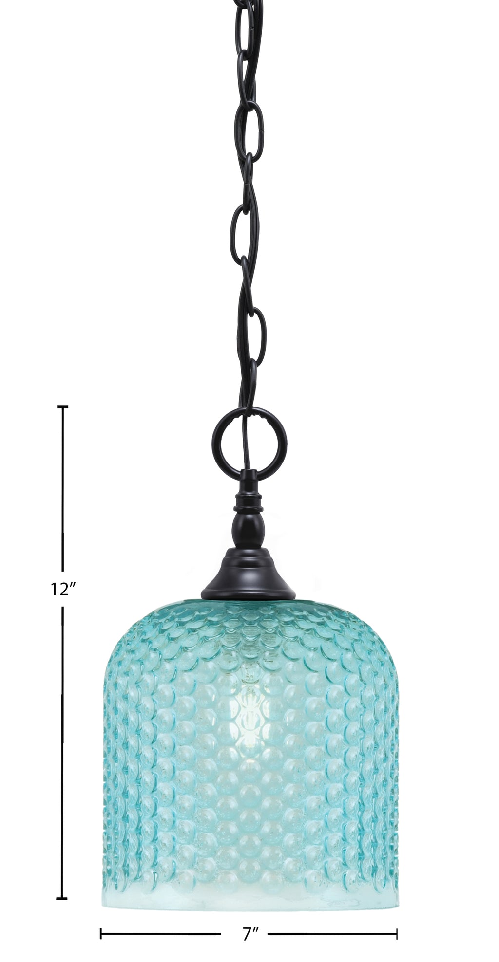 Chain One Light Mini Pendant in Matte Black with Turquoise Textured Shade