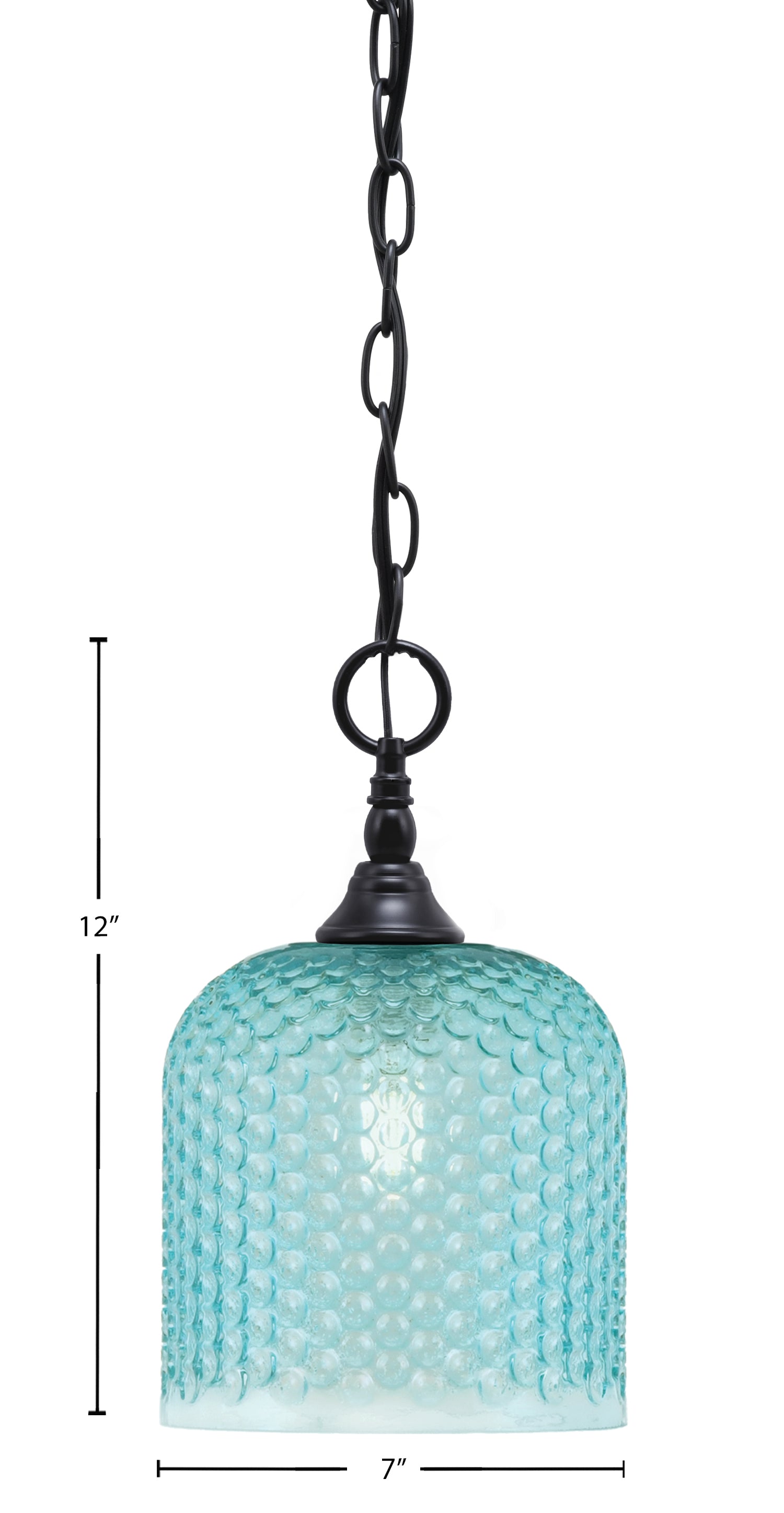 Chain One Light Mini Pendant in Matte Black with Turquoise Textured Shade