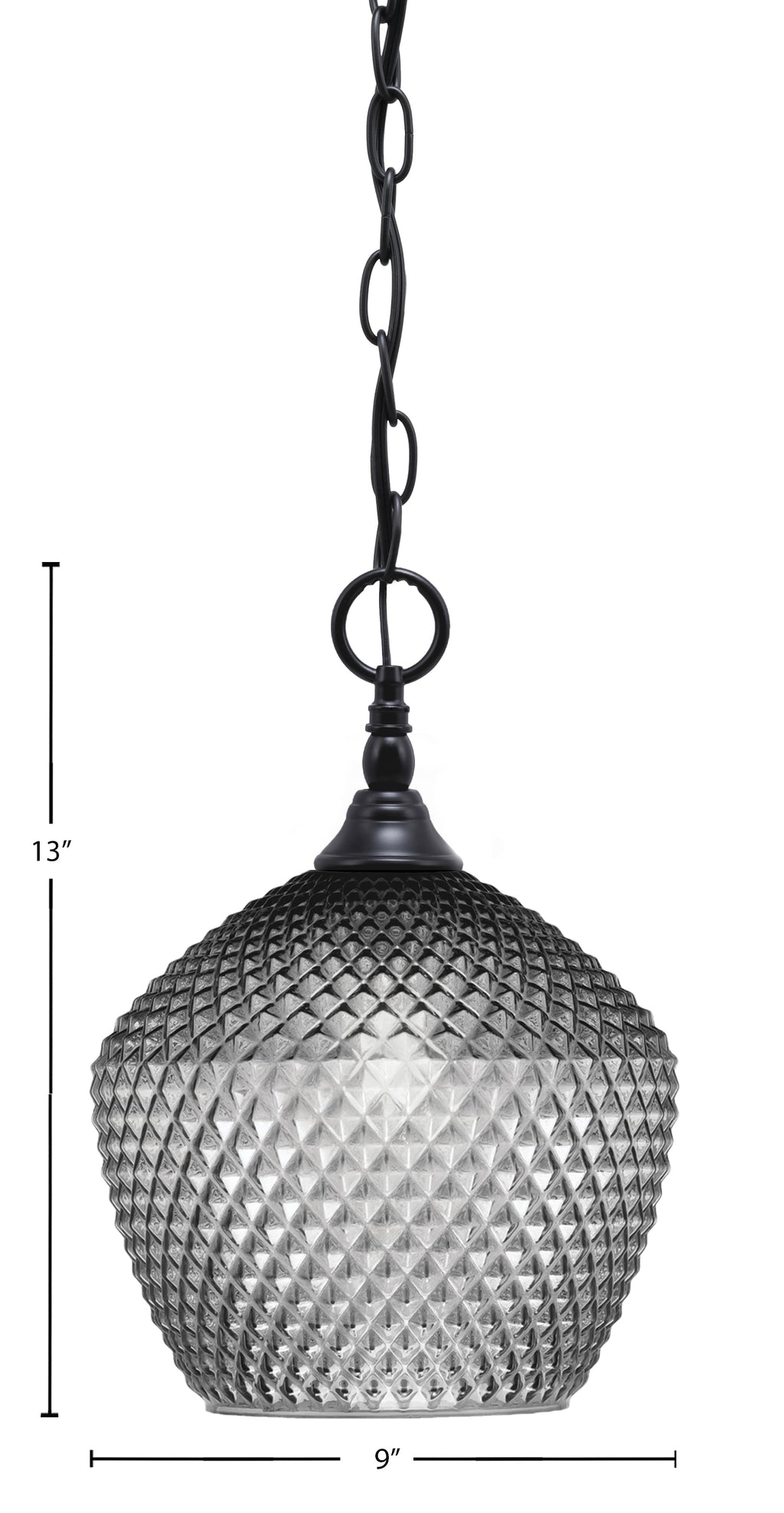 Chain One Light Mini Pendant in Matte Black with Smoke Textured Shade
