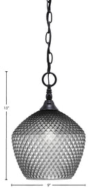 Chain One Light Mini Pendant in Matte Black with Smoke Textured Shade