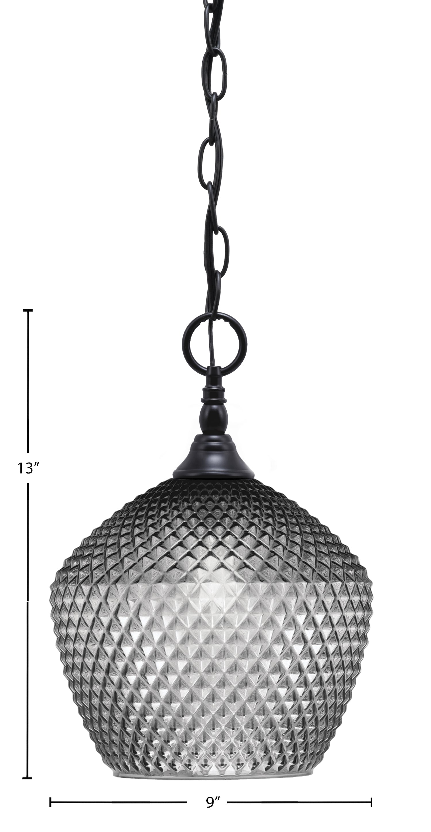 Chain One Light Mini Pendant in Matte Black with Smoke Textured Shade