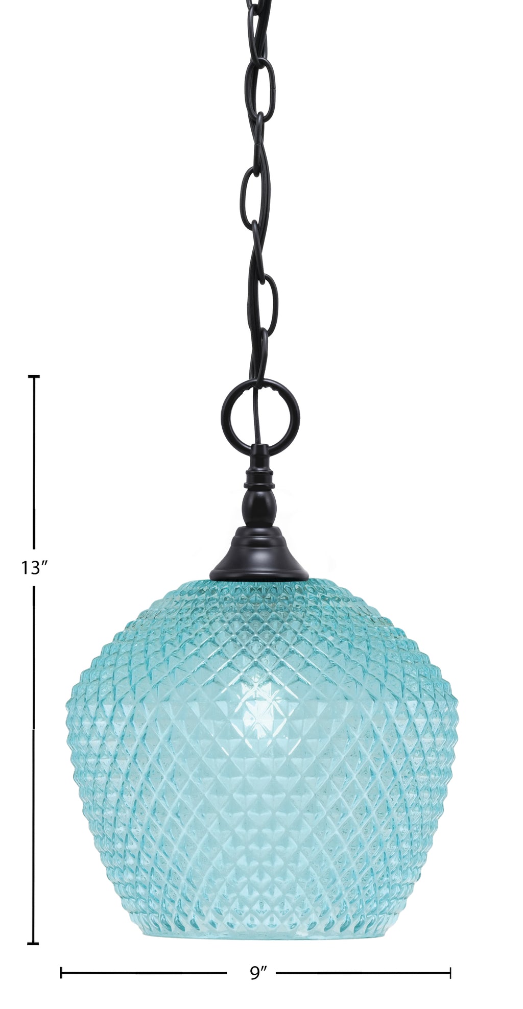 Chain One Light Mini Pendant in Matte Black with Turquoise Textured Shade
