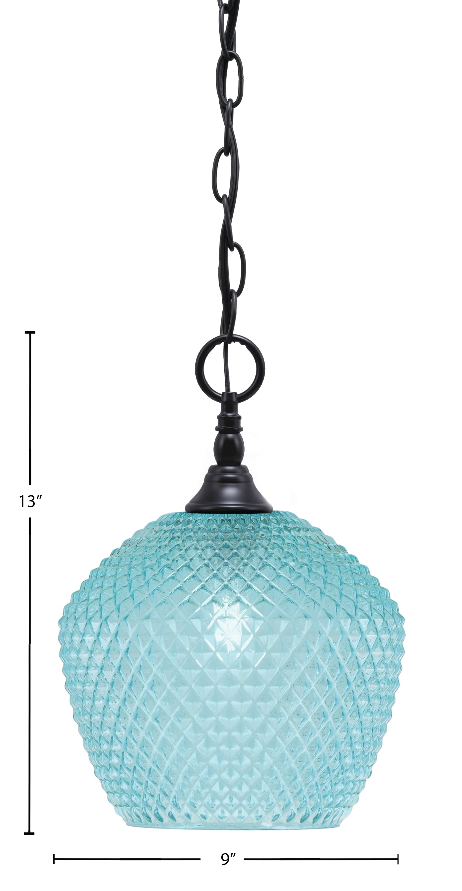 Chain One Light Mini Pendant in Matte Black with Turquoise Textured Shade