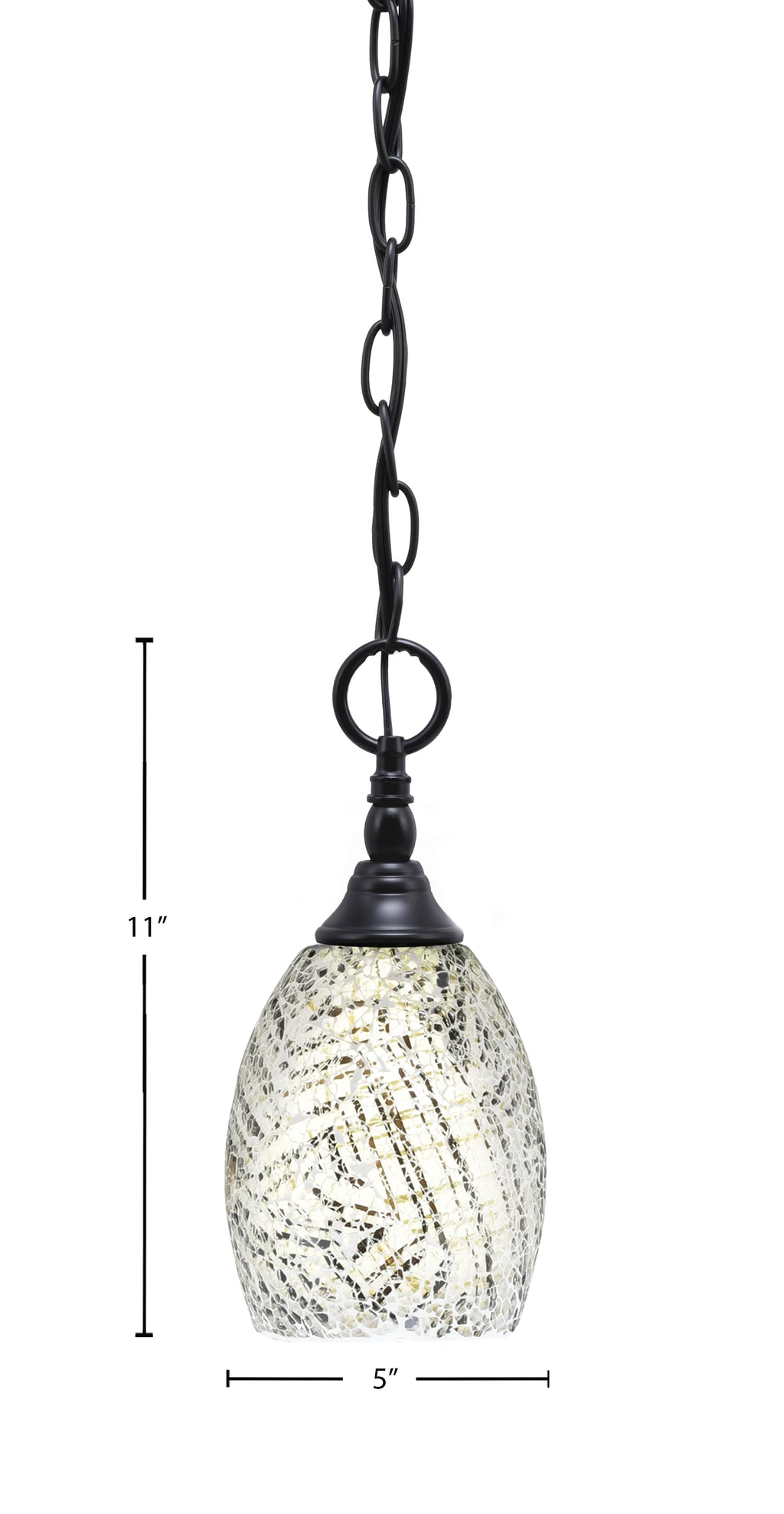 Chain One Light Mini Pendant in Matte Black with Natural Fusion Shade