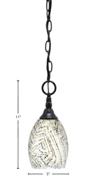 Chain One Light Mini Pendant in Matte Black with Natural Fusion Shade