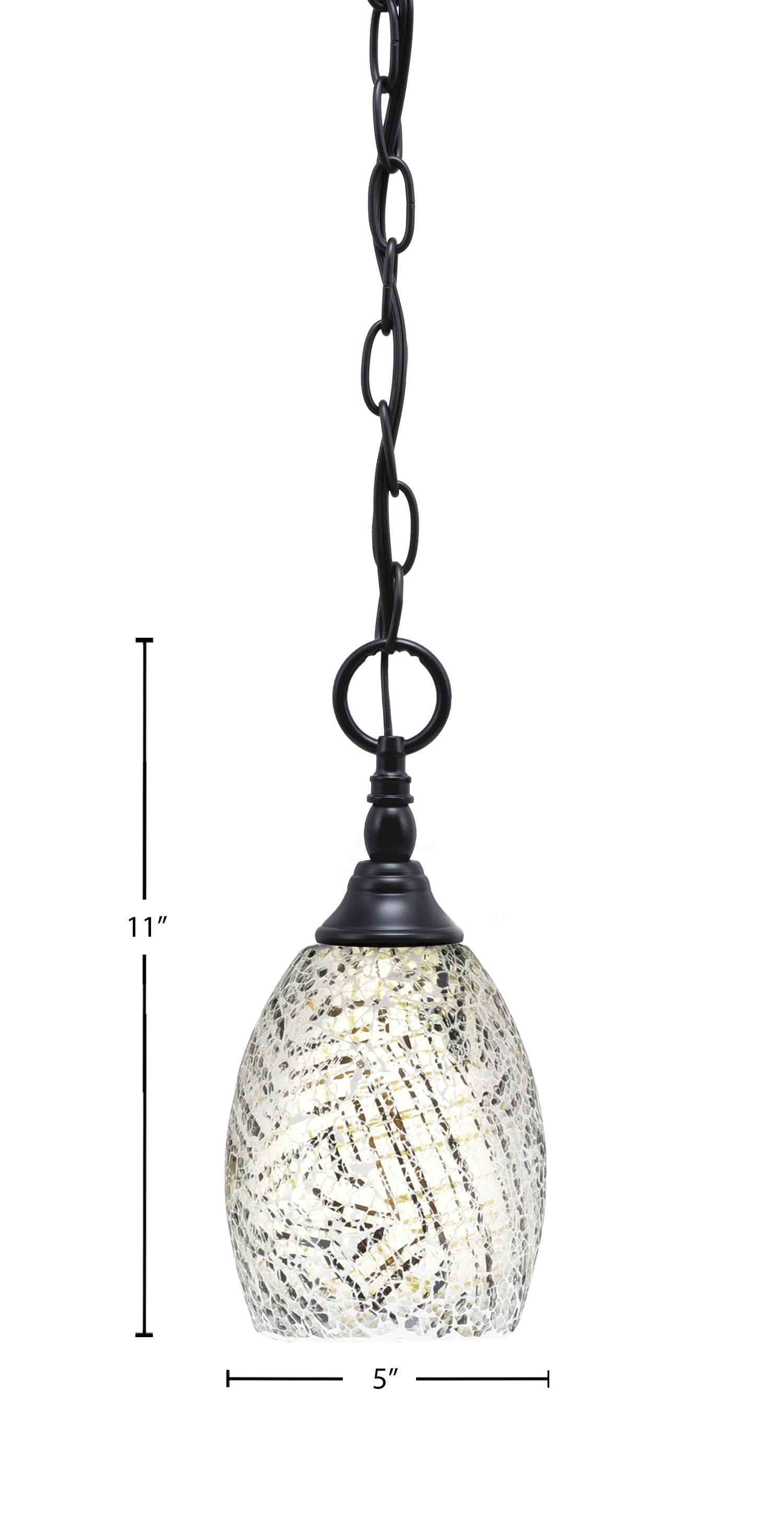 Chain One Light Mini Pendant in Matte Black with Natural Fusion Shade