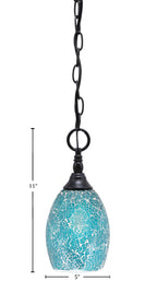 Chain One Light Mini Pendant in Matte Black with Turquoise Fusion Shade