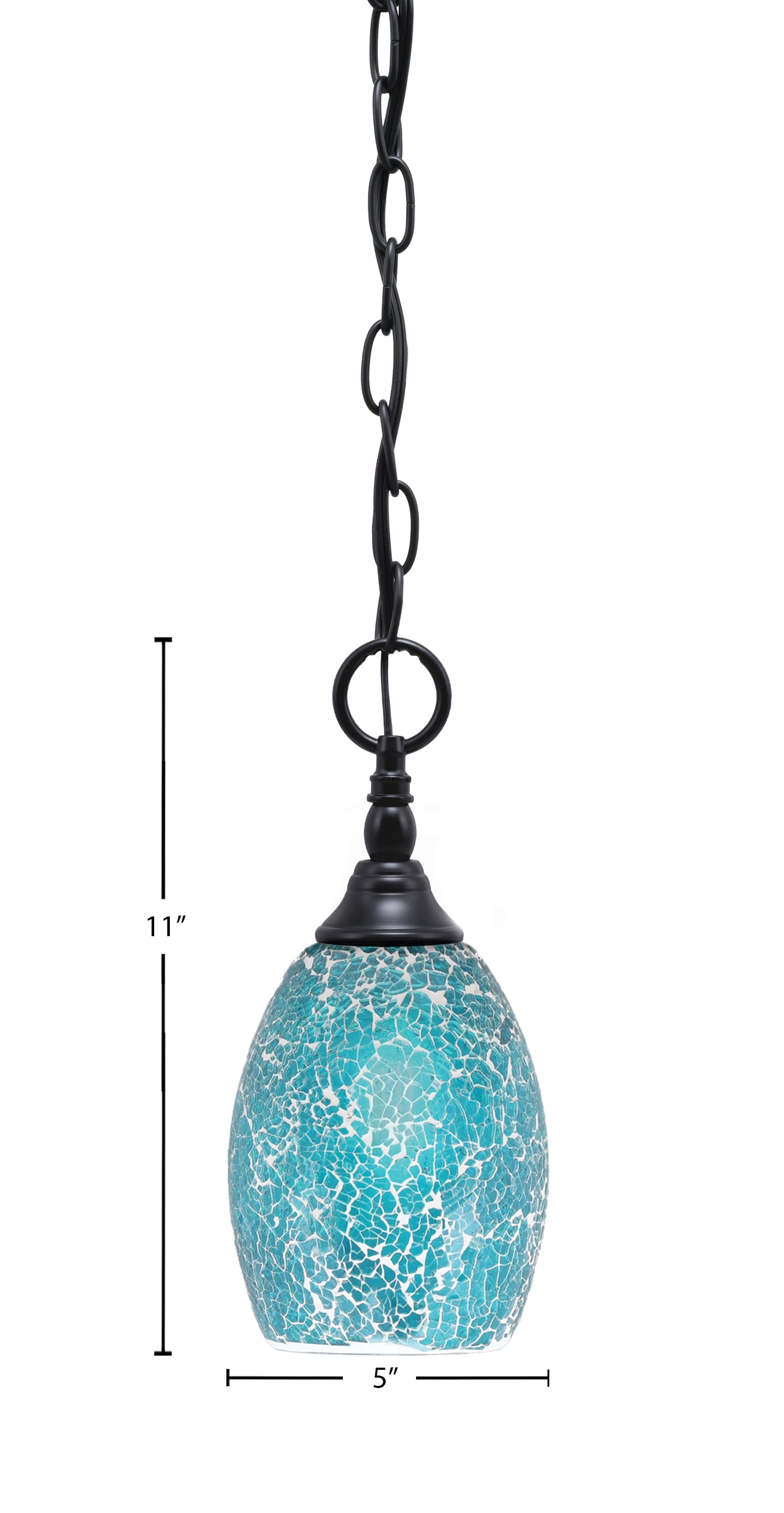 Chain One Light Mini Pendant in Matte Black with Turquoise Fusion Shade