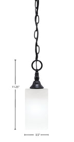 Chain One Light Mini Pendant in Matte Black with Square White Marble Shade