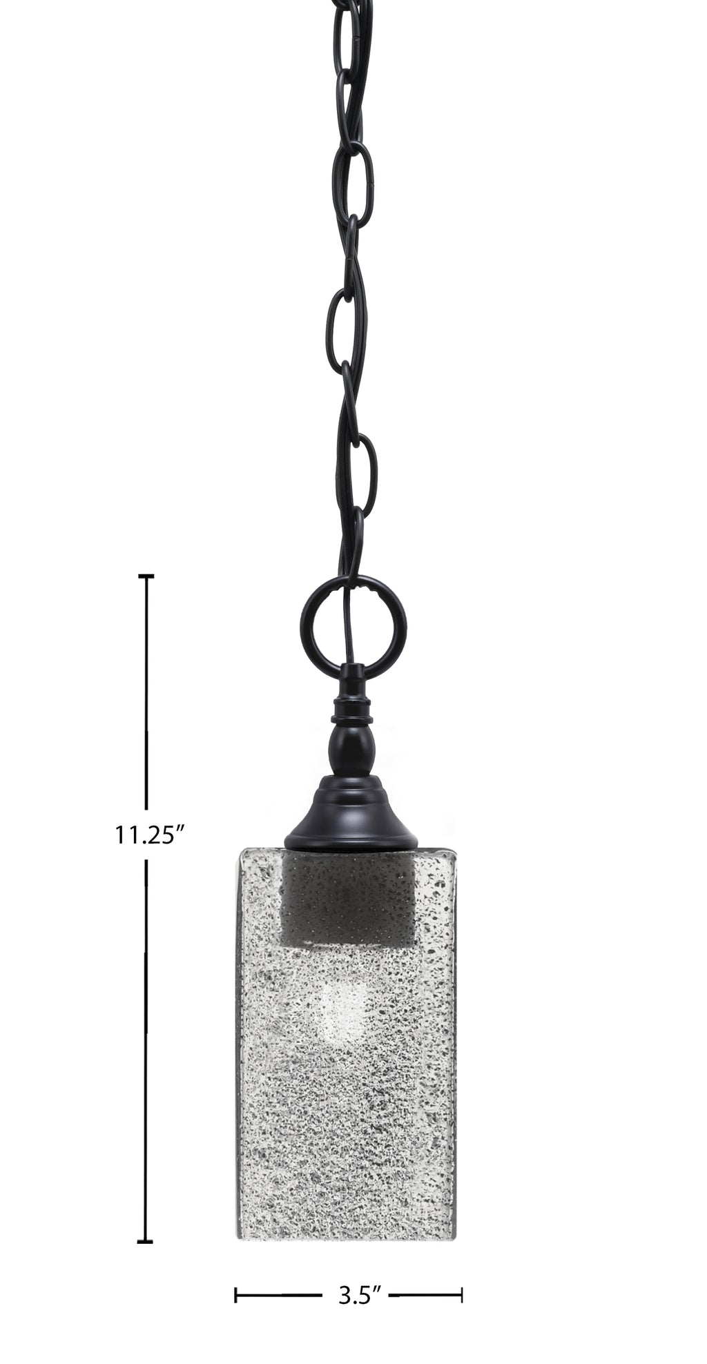 Chain One Light Mini Pendant in Matte Black with Square Smoke Bubble Shade