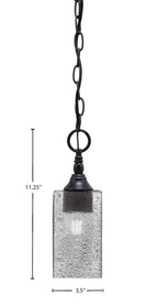 Chain One Light Mini Pendant in Matte Black with Square Smoke Bubble Shade