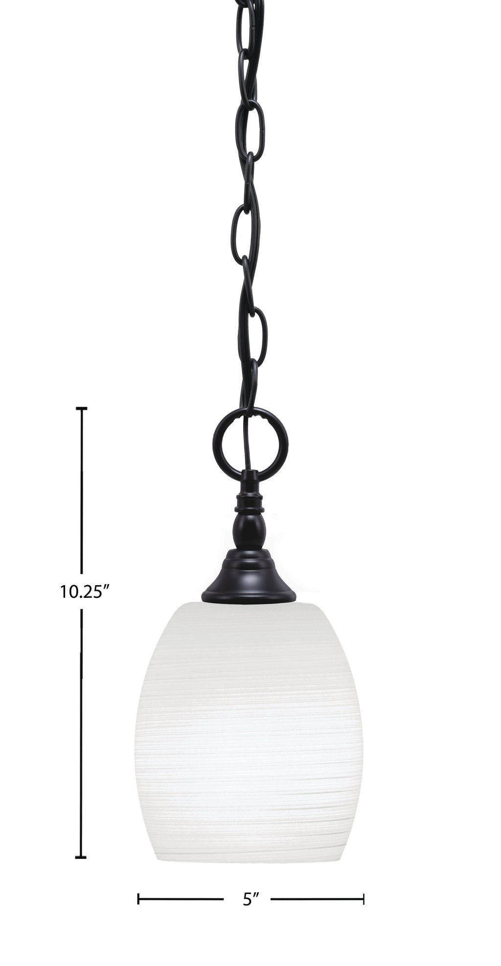 Chain One Light Mini Pendant in Matte Black with White Linen Shade