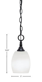 Chain One Light Mini Pendant in Matte Black with White Linen Shade