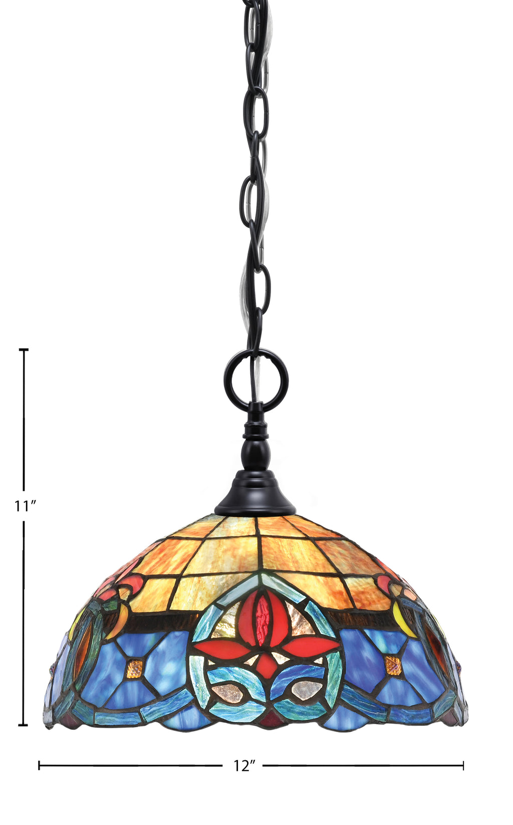 Chain One Light Mini Pendant in Matte Black with Sierra Art Glass Shade