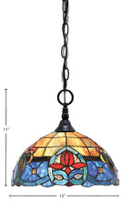 Chain One Light Mini Pendant in Matte Black with Sierra Art Glass Shade