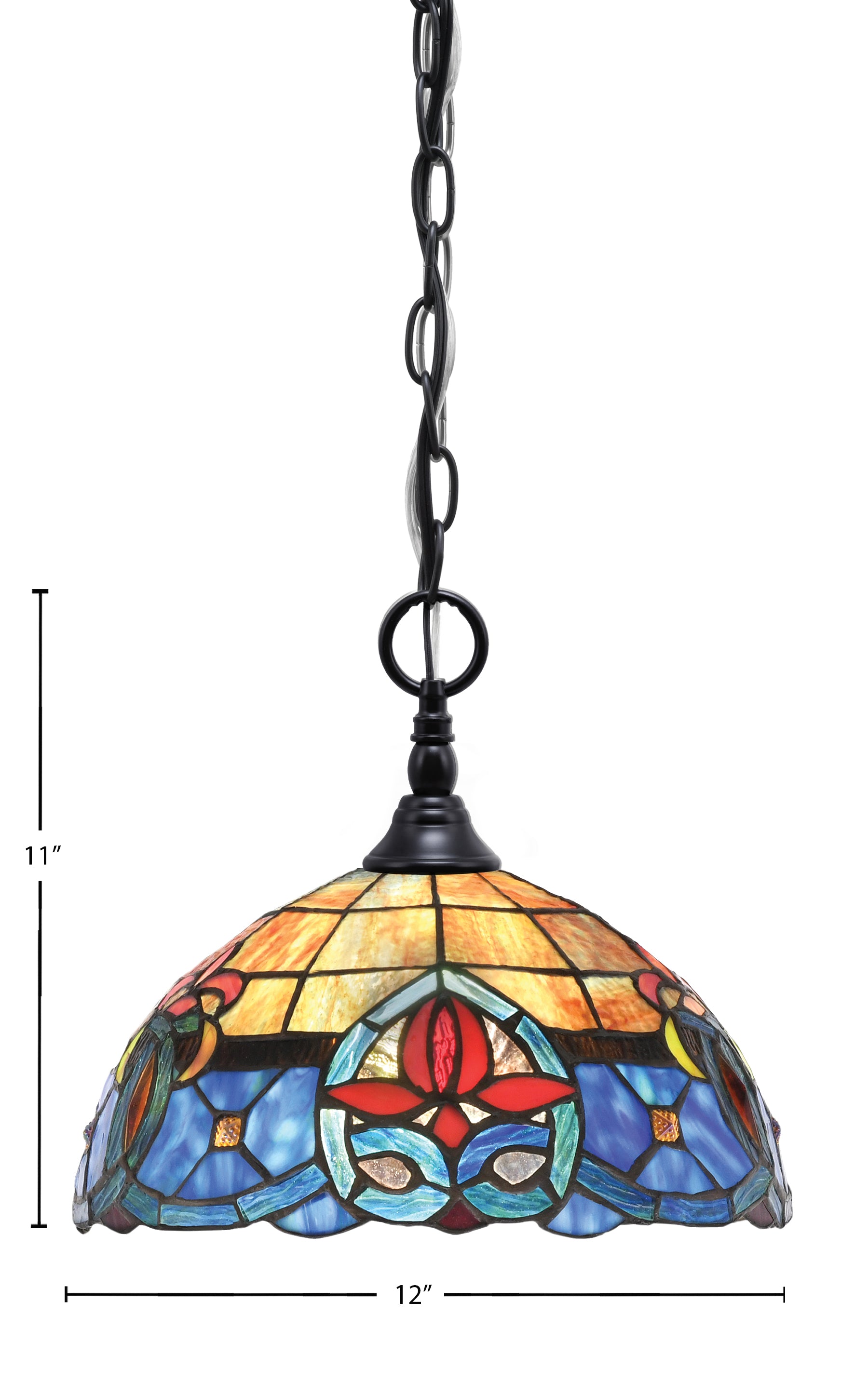Chain One Light Mini Pendant in Matte Black with Sierra Art Glass Shade