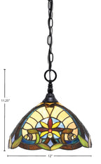 Chain One Light Mini Pendant in Matte Black with Earth Star Art Glass Shade